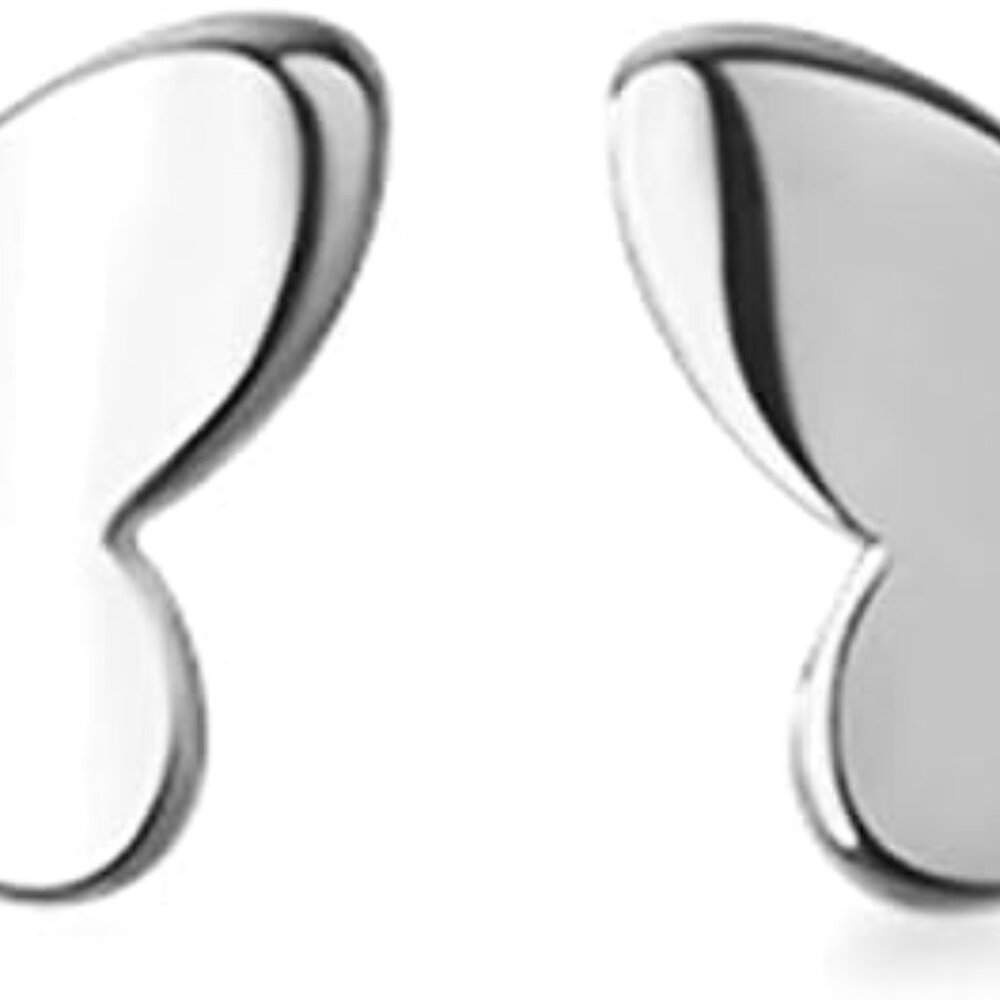 Solid 925 Sterling Silver Tiny Butterfly Earrings… - image 1